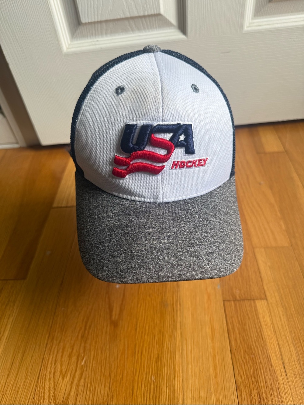USA Hockey Logo Mesh Back Cap - White, Navy, Red, Gray